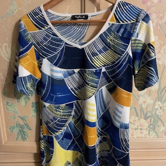 Sophie A Short Sleeve Summer Tunic Top Size S Made In Canada - Picture 5 of 7